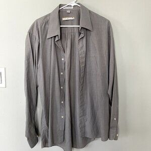 John Henry wrinkle-less gray long sleeved men's button down shirt size 17.5